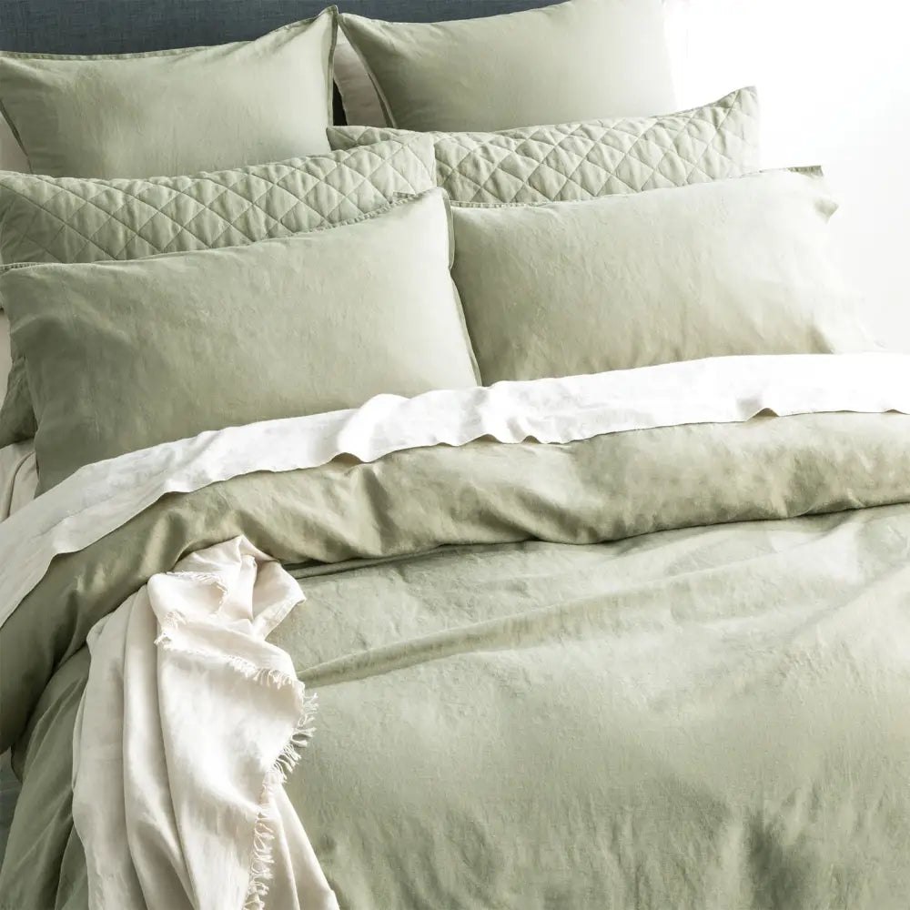 Cavallo Stone Washed 100% French Linen Jade European Pillowcase by Renee Taylor - Home & Garden > Bedding > Pillowcases