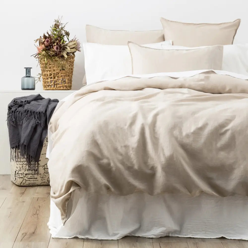 Cavallo Stone Washed 100% Linen Natural European Pillowcase by Renee Taylor - Home & Garden > Bedding > Pillowcases