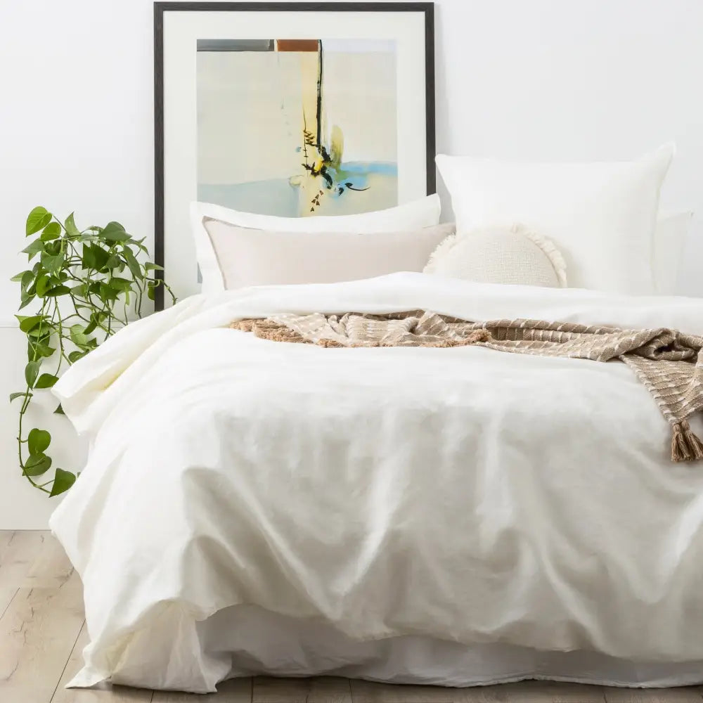 Cavallo Stone Washed 100% Linen White European Pillowcase by Renee Taylor - Home & Garden > Bedding > Pillowcases