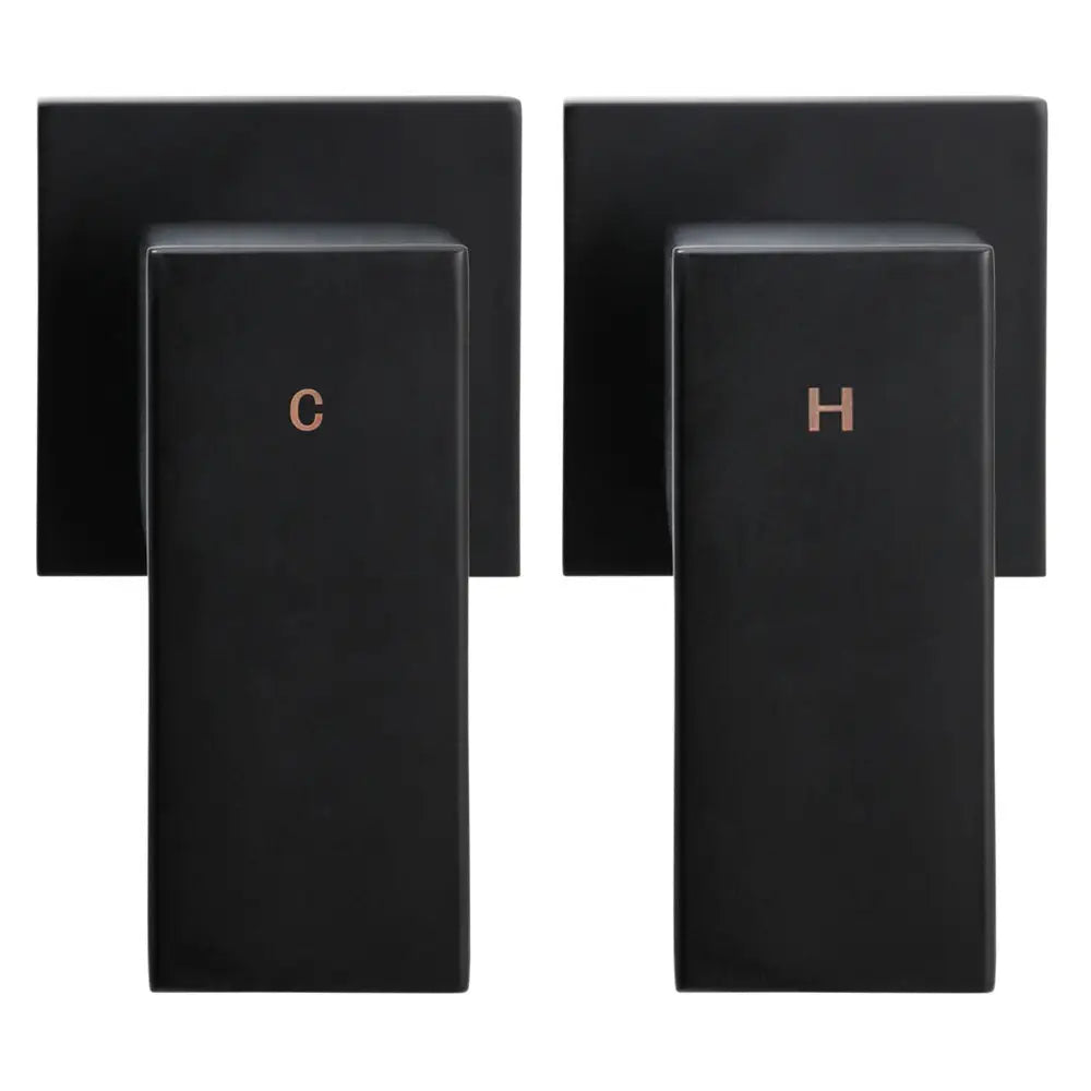 Cefito 8’’ Rain Shower Head Wall Arm Square High Pressure Twins Tap Black - Home & Garden > Bathroom Accessories >