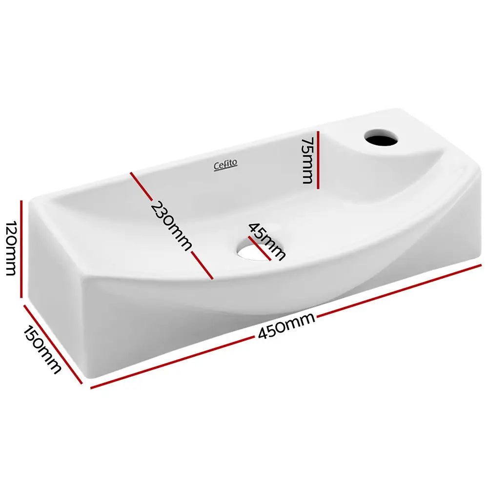 Cefito Bathroom Basin Ceramic Vanity Sink Hand Wash Bowl 45x23cm - Furniture > Bathroom > Sinks