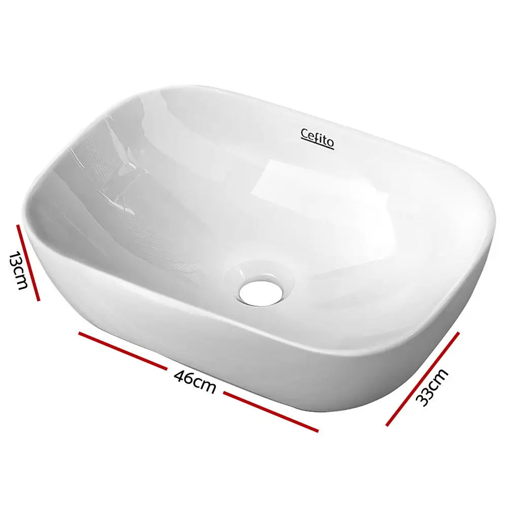 Cefito Bathroom Basin Ceramic Vanity Sink Hand Wash Bowl 46x33cm - Furniture > Bathroom > Sinks