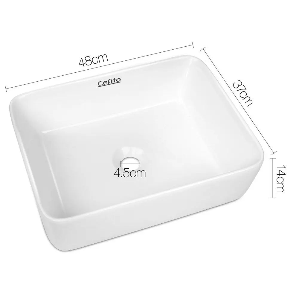Cefito Bathroom Basin Ceramic Vanity Sink Hand Wash Bowl 48x37cm White - Furniture > Bathroom > Sinks