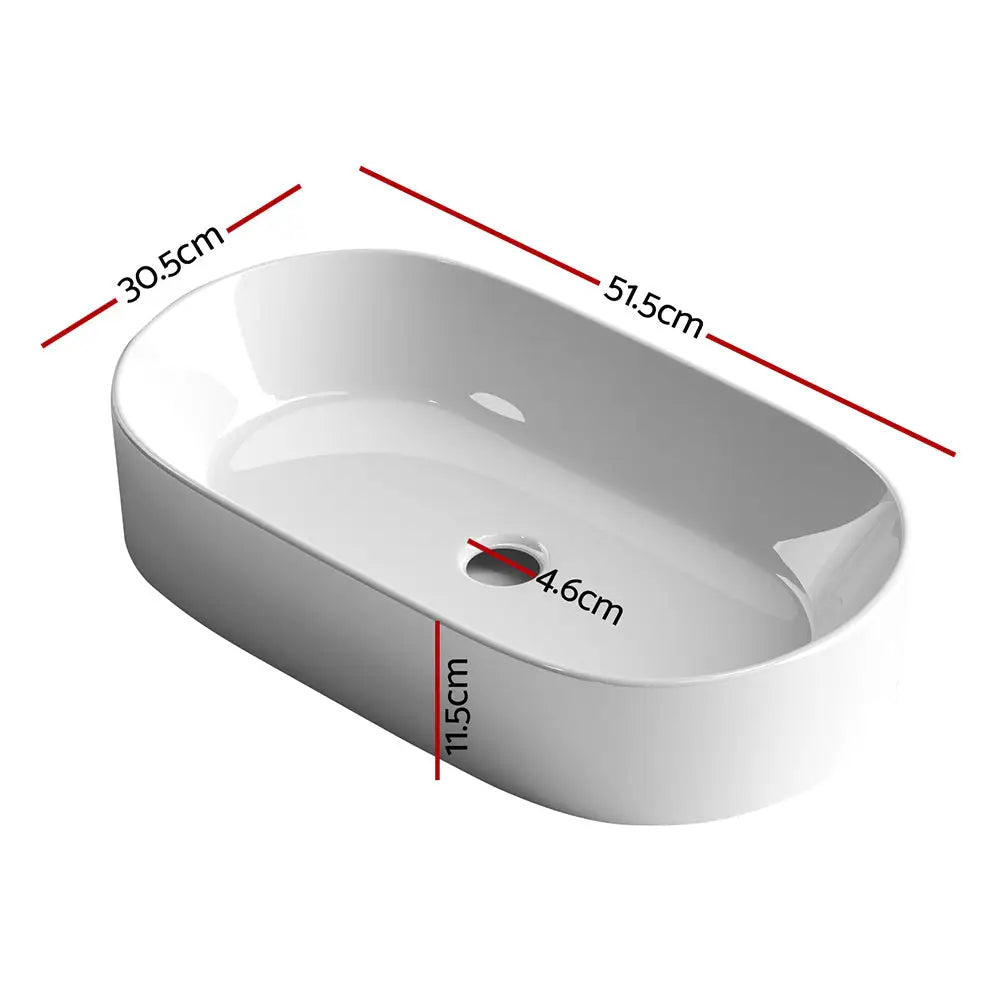 Cefito Bathroom Basin Ceramic Vanity Sink Hand Wash Bowl 52x31cm - Furniture > Bathroom > Sinks