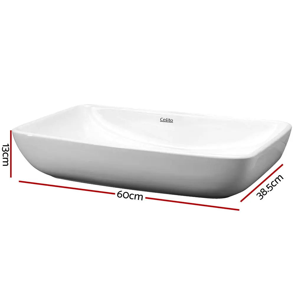 Cefito Bathroom Basin Ceramic Vanity Sink Hand Wash Bowl 60x38cm - Furniture > Bathroom > Sinks