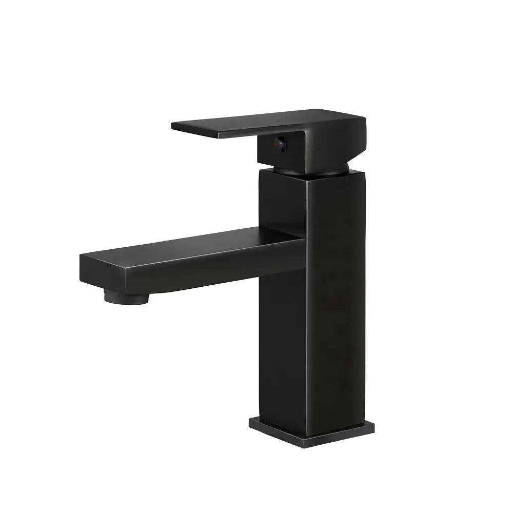 Cefito Bathroom Basin Mixer Tap Square Faucet Vanity Laundry Black - Furniture > Bathroom > Tap & Sink Accessories