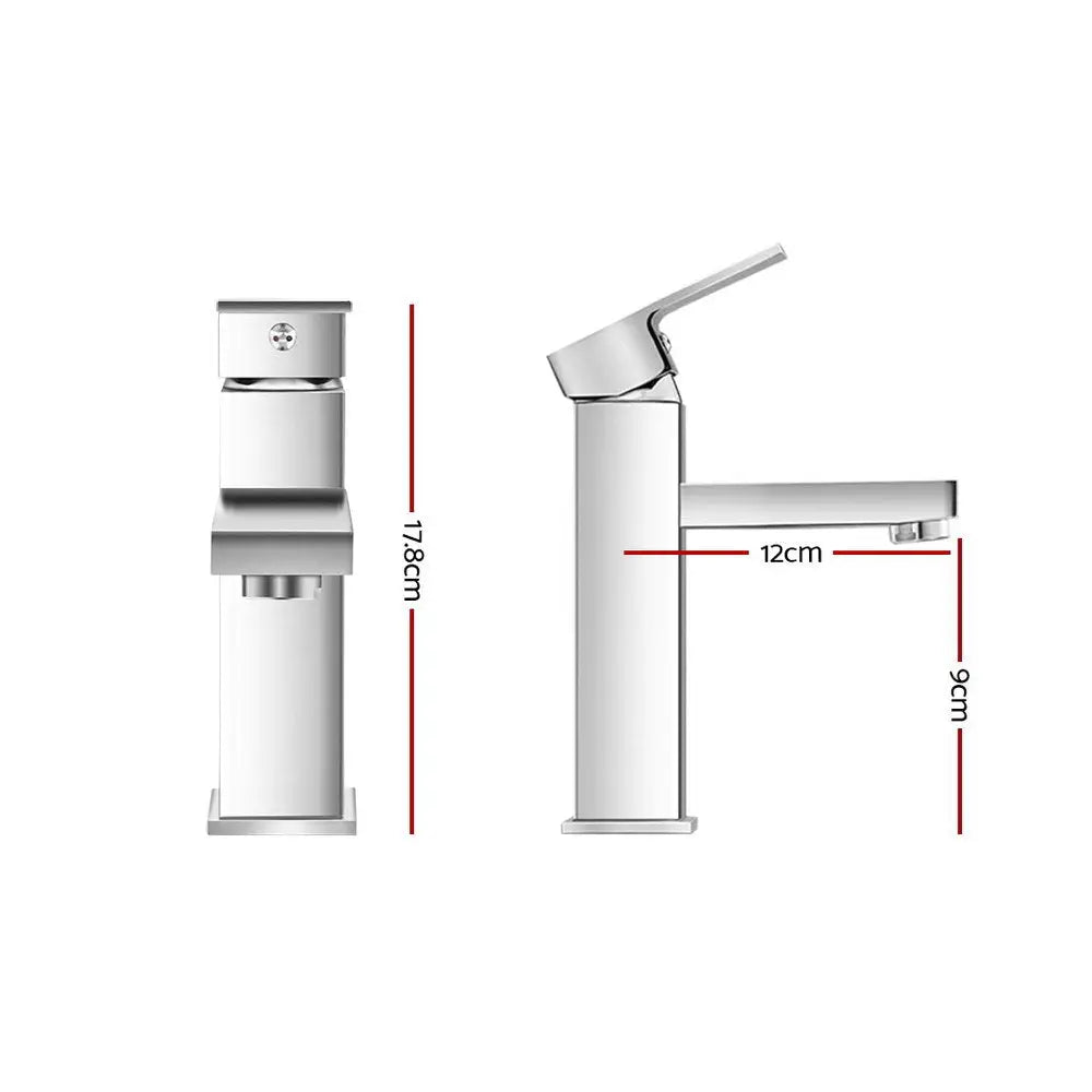 Cefito Bathroom Basin Mixer Tap Square Faucet Vanity Laundry Chrome - Furniture > Bathroom > Tap & Sink Accessories