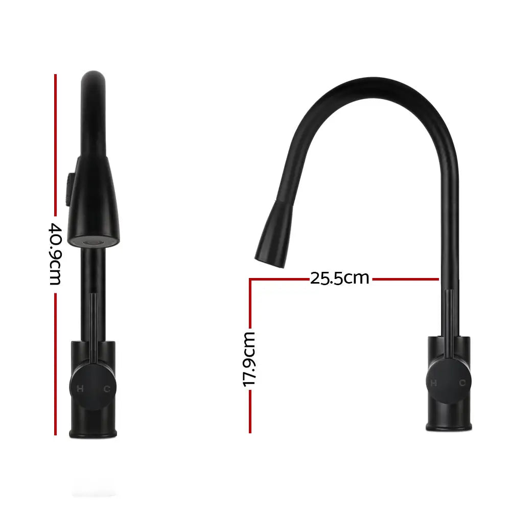 Cefito Kitchen Mixer Tap Pull Out 2 Mode Sink Faucet Basin Laundry Black - Furniture > Bathroom > Tap & Sink Accessories