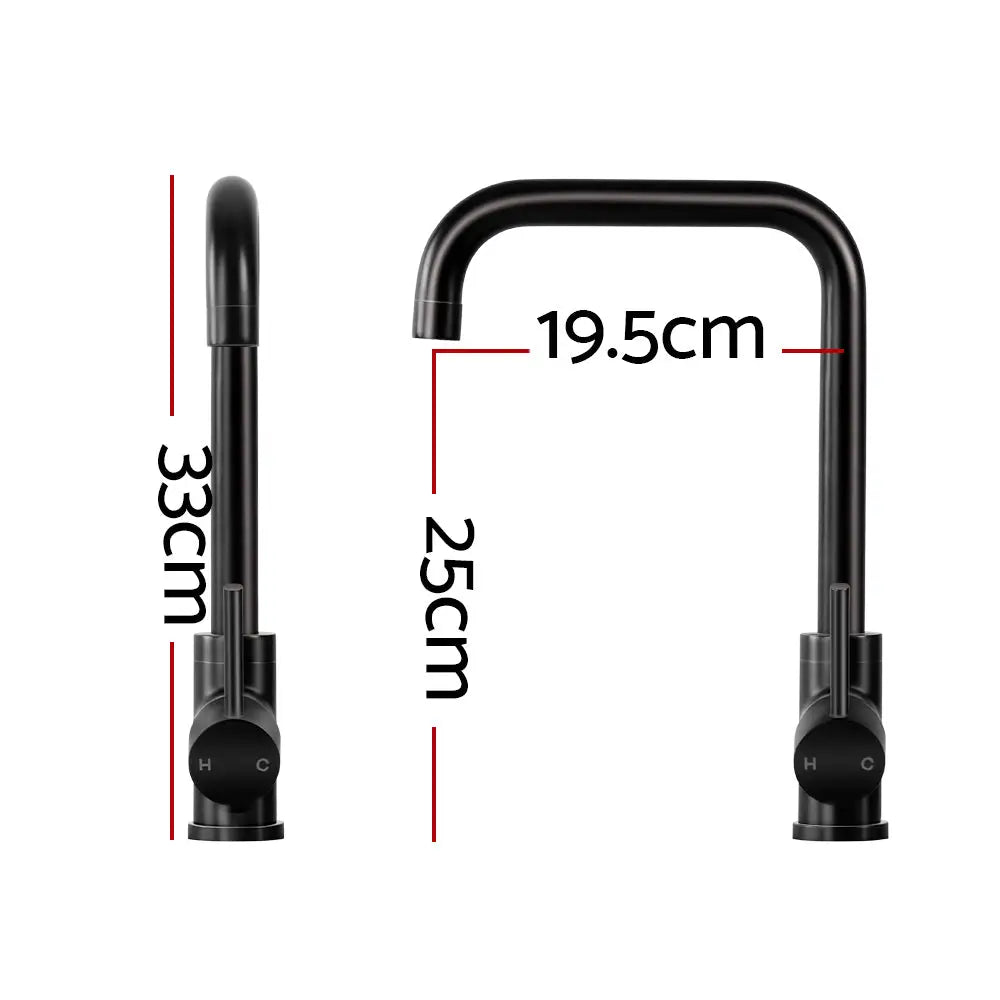 Cefito Kitchen Mixer Tap Mixer Rectangle Sink Faucet Basin Laundry Black - Furniture > Bathroom > Tap & Sink Accessories