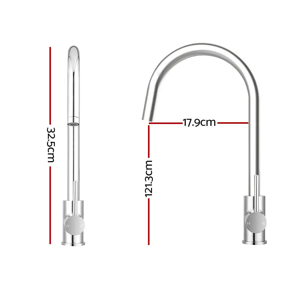 Cefito Kitchen Mixer Tap Mixer Round Sink Faucet Basin Laundry Chrome - Furniture > Bathroom > Tap & Sink Accessories