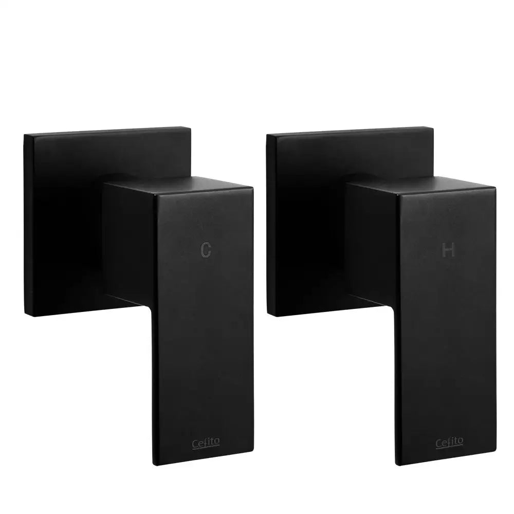 Cefito Shower Twins Tap Wall Bath Taps Brass Hot Cold Basin Bathroom Black - Home & Garden > Bathroom Accessories >