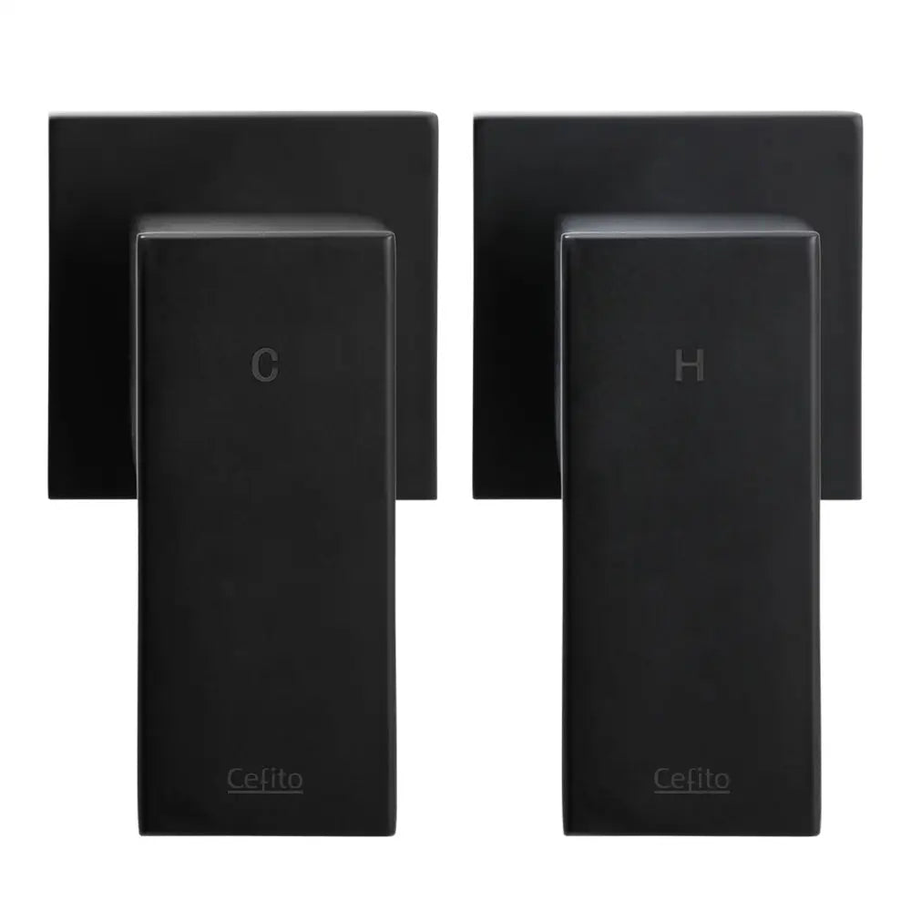 Cefito Shower Twins Tap Wall Bath Taps Brass Hot Cold Basin Bathroom Black - Home & Garden > Bathroom Accessories >