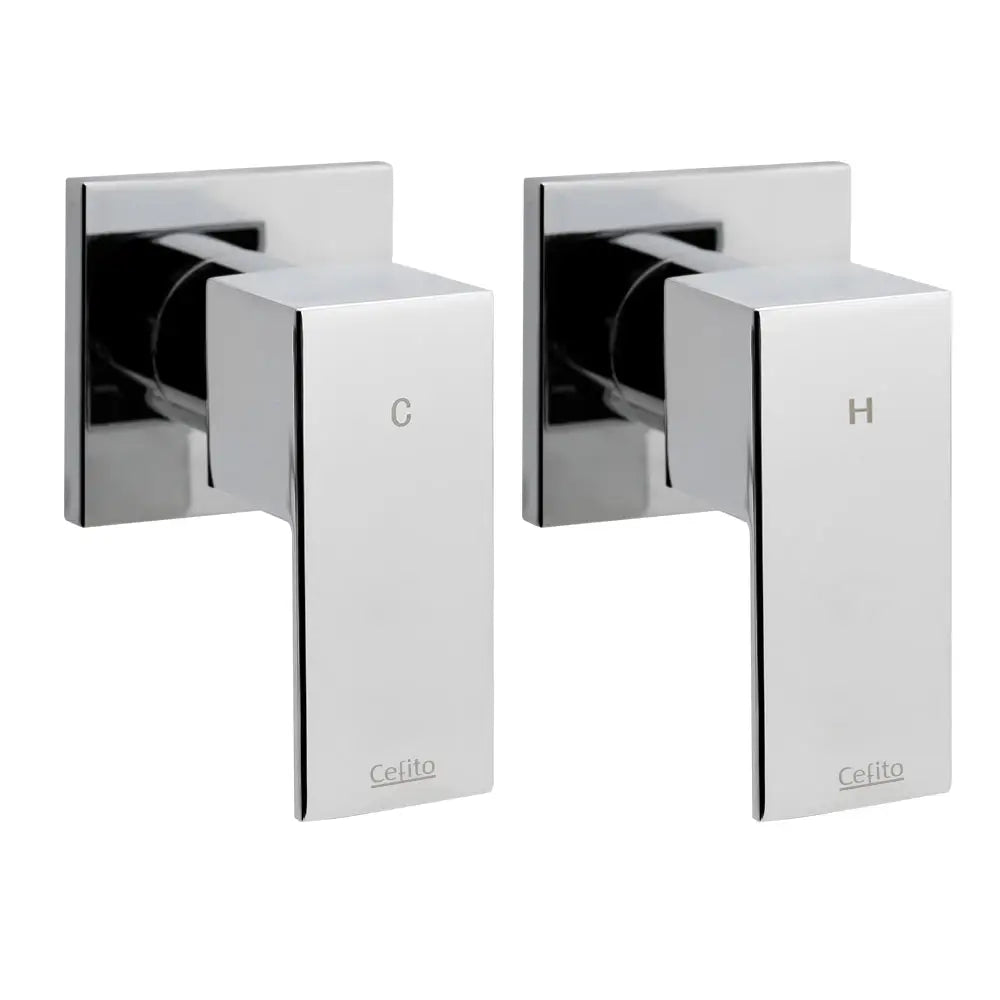 Cefito Shower Twins Tap Wall Bath Taps Brass Hot Cold Basin Bathroom Chrome - Home & Garden > Bathroom Accessories >
