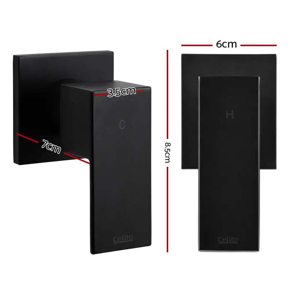 Cefito Shower Twins Tap Wall Bath Taps Brass Hot Cold Basin Bathroom Black - Home & Garden > Bathroom Accessories >