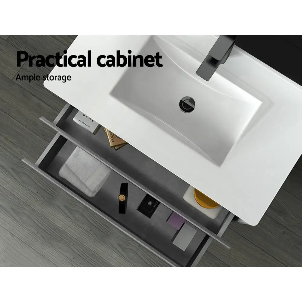 Cefito Vanity Unit 915mm with Basin Grey - Furniture > Bathroom > Vanity Units