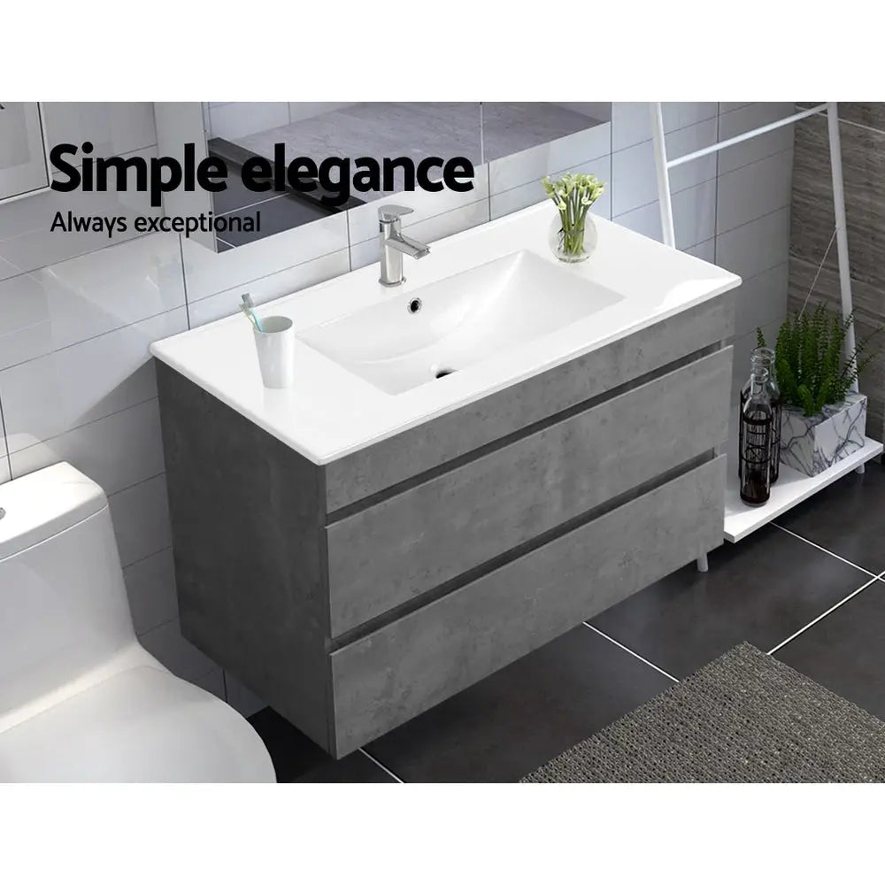 Cefito Vanity Unit 915mm with Basin Grey - Furniture > Bathroom > Vanity Units