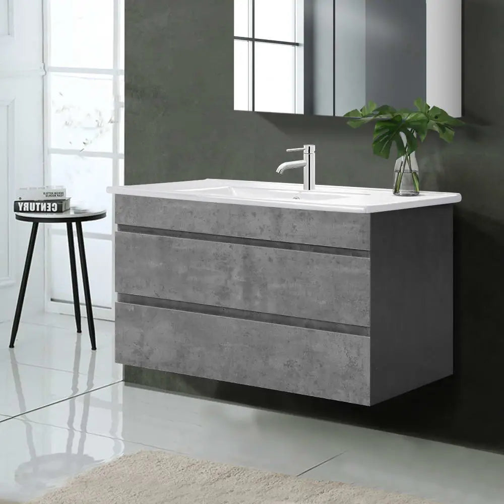 Cefito Vanity Unit 915mm with Basin Grey - Furniture > Bathroom > Vanity Units
