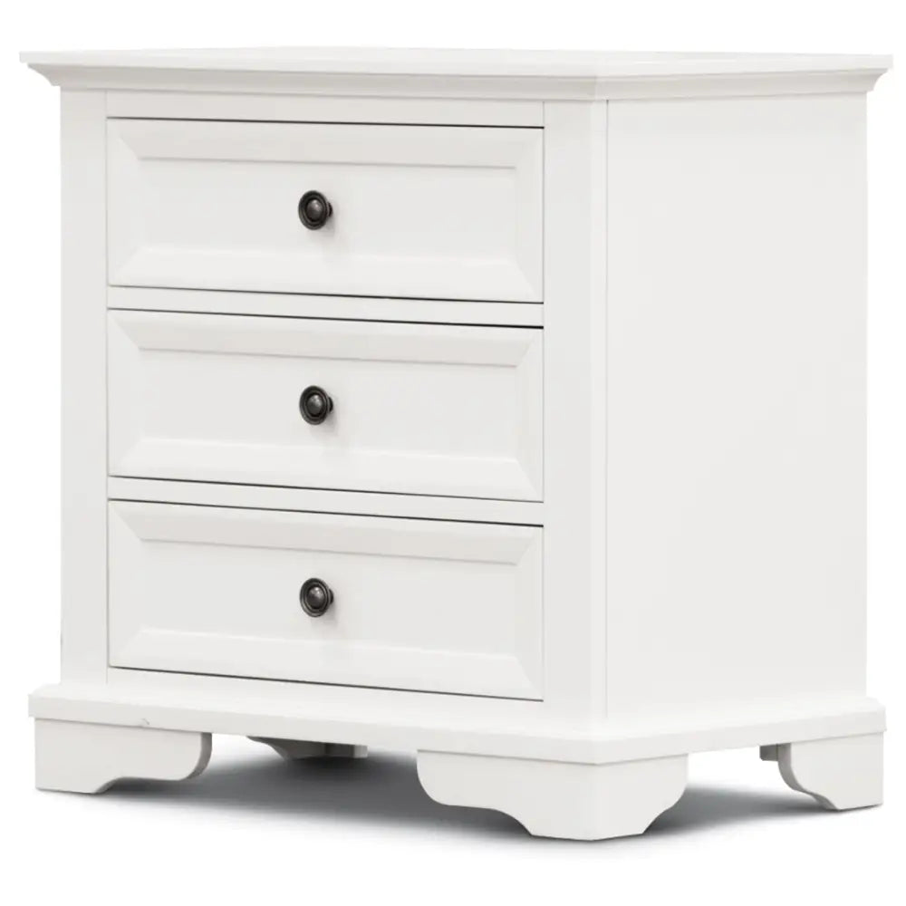 Celosia Bedside Table 3 Drawers Storage Cabinet Nightstand End Tables - White - Furniture > Bedroom