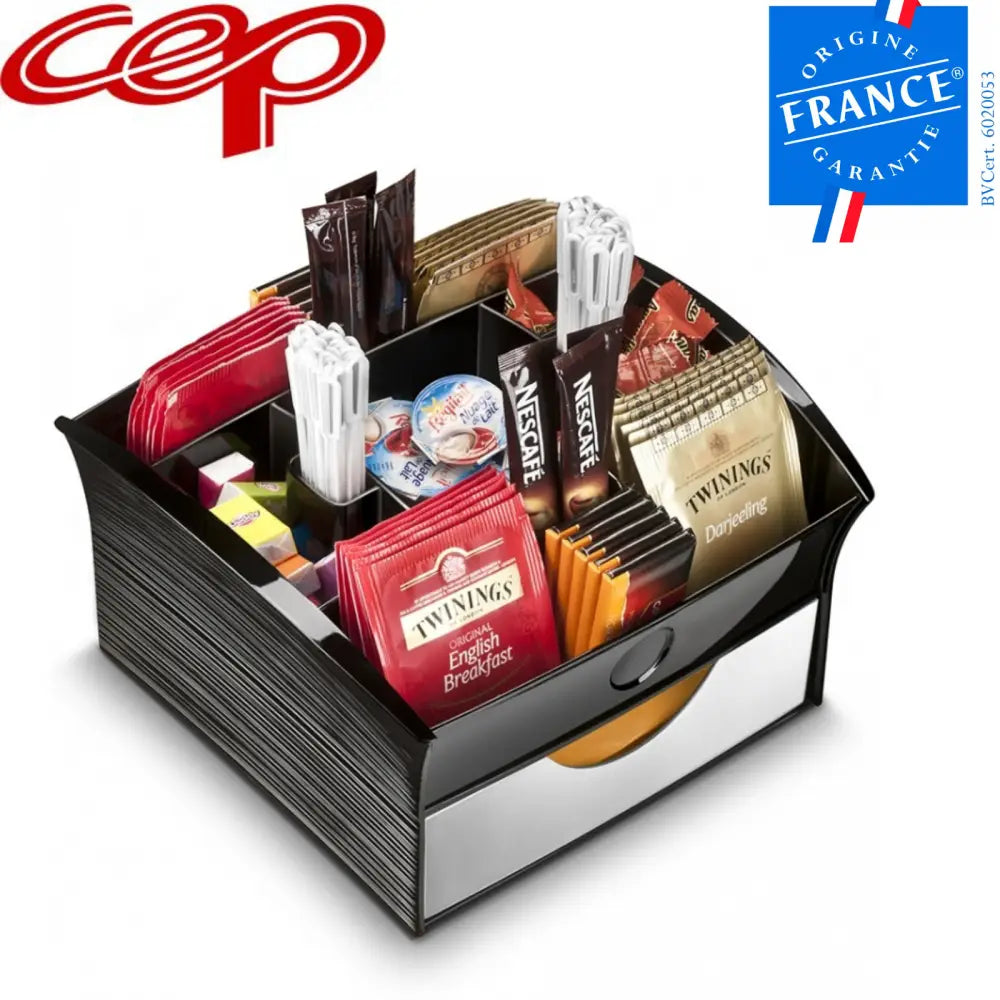 CEP Deluxe Tea Coffee Storage Home Office Organiser Distributor Tray - Black - Home & Garden > Kitchenware