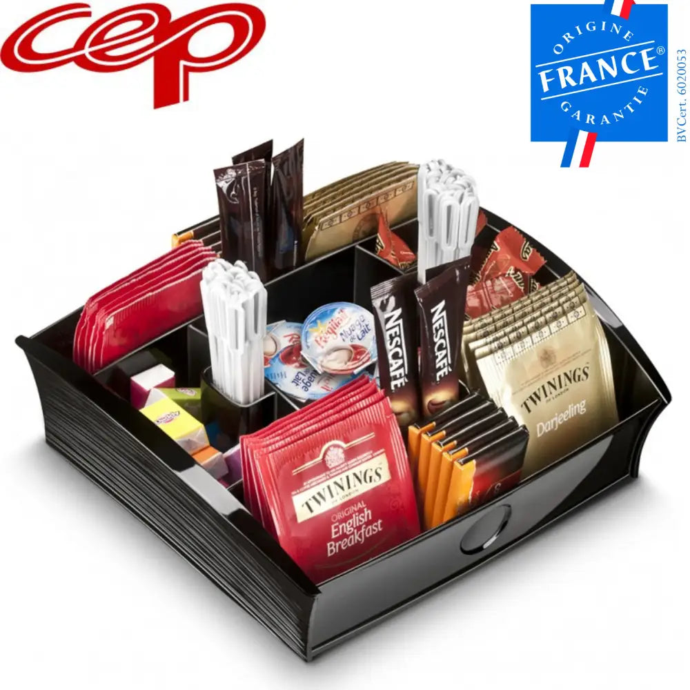 CEP Tea Coffee Storage Home Office Organizer Organiser Distributor Tray - Black - Home & Garden > Kitchenware