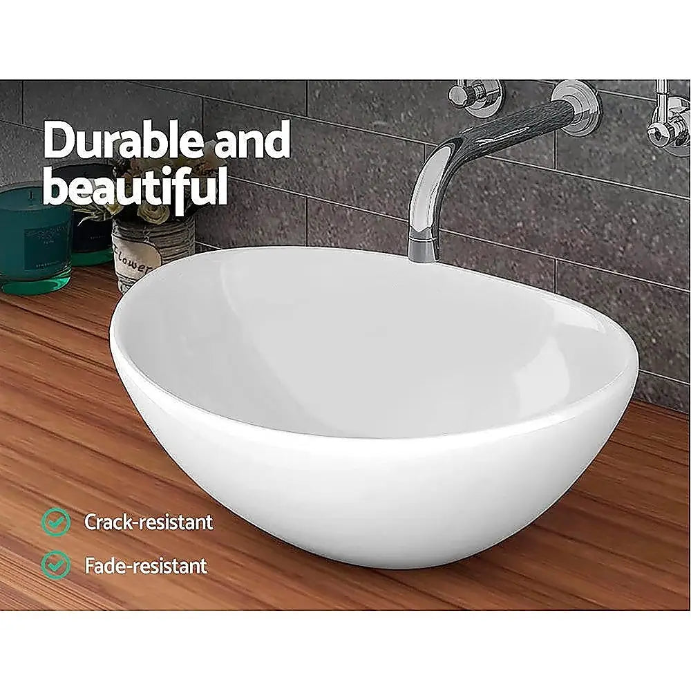 Ceramic Bathroom Basin Vanity Sink Oval Above Counter Top Mount Bowl - Furniture > Bathroom > Sinks