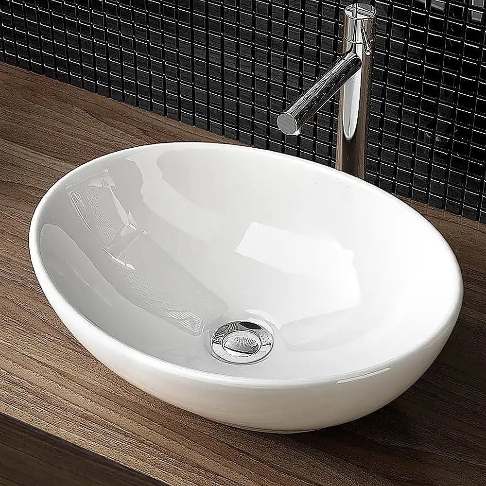 Ceramic Bathroom Basin Vanity Sink Oval Above Counter Top Mount Bowl - Furniture > Bathroom > Sinks