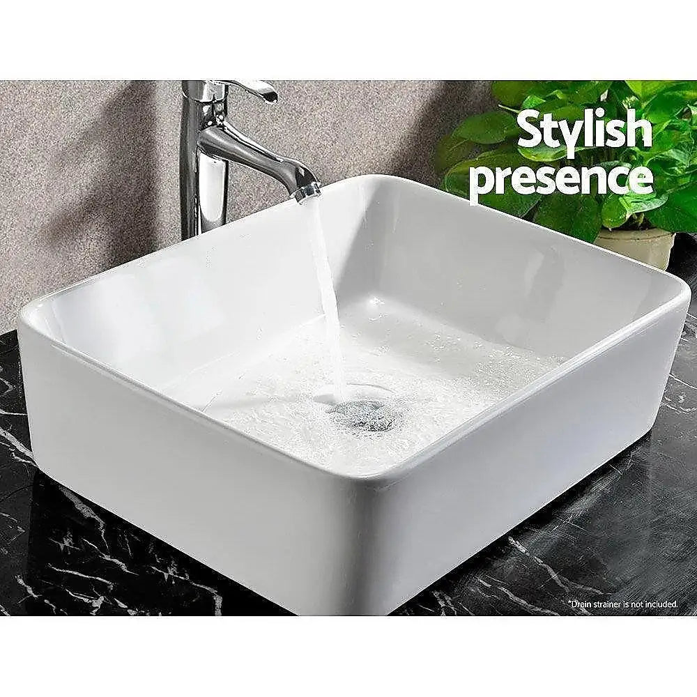 Ceramic Bathroom Basin Vanity Sink Square Above Counter Top Mount Bowl - Furniture > Bathroom > Sinks