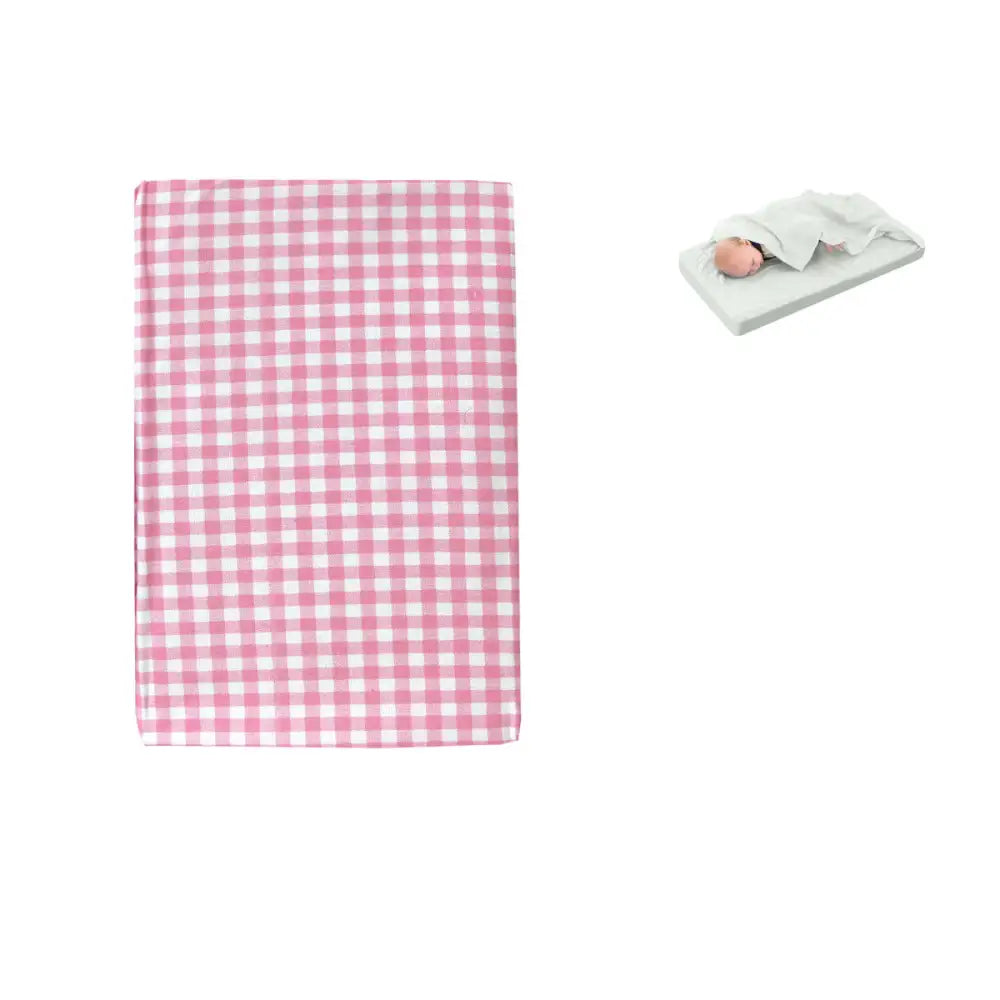 Checked Pink Bassinet Fitted Sheet with a Flat Sheet Sewed Attached - Home & Garden > Bedding > Bed Sheets