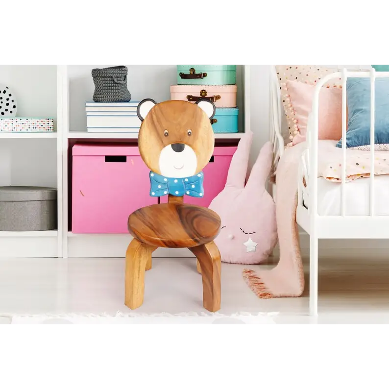 Children’s furniture Set Bear Table and 2 Chairs -natural wood handmade and solid build - Baby & Kids > Kid’s Furniture