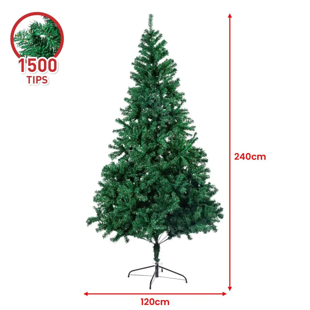 Christabelle Green Christmas Tree 2.4m Xmas Decor Decorations - 1500 Tips - Occasions > Christmas > Christmas Trees