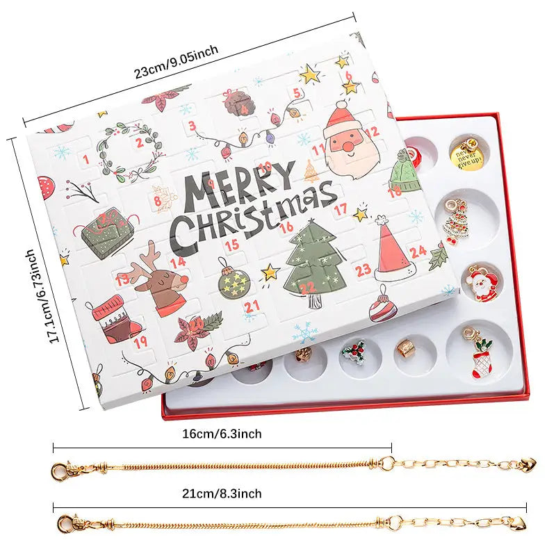 Christmas Charm Bracelet Advent Calendar - DIY Jewelry Gift Set with Festive Charms - Occasions > Christmas > Christmas