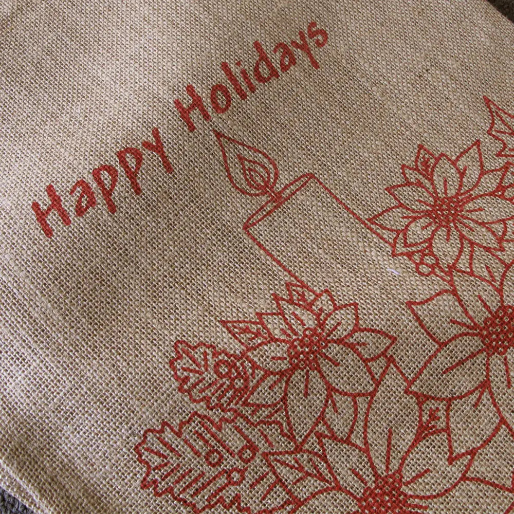 Christmas Jute Woven Taupe Table Runner 33 x 180cm Happy Holidays - Home & Garden > Kitchenware