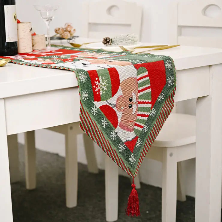 Christmas Table Runner thickened knitted Dining Tablecloth Xmas Party Decor(Santa Claus) - Occasions > Christmas >