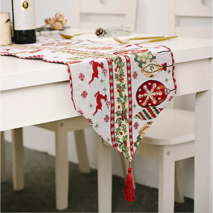 Christmas Table Runner thickened knitted Dining Tablecloth Xmas Party Decor(Elk) - Occasions > Christmas > Christmas