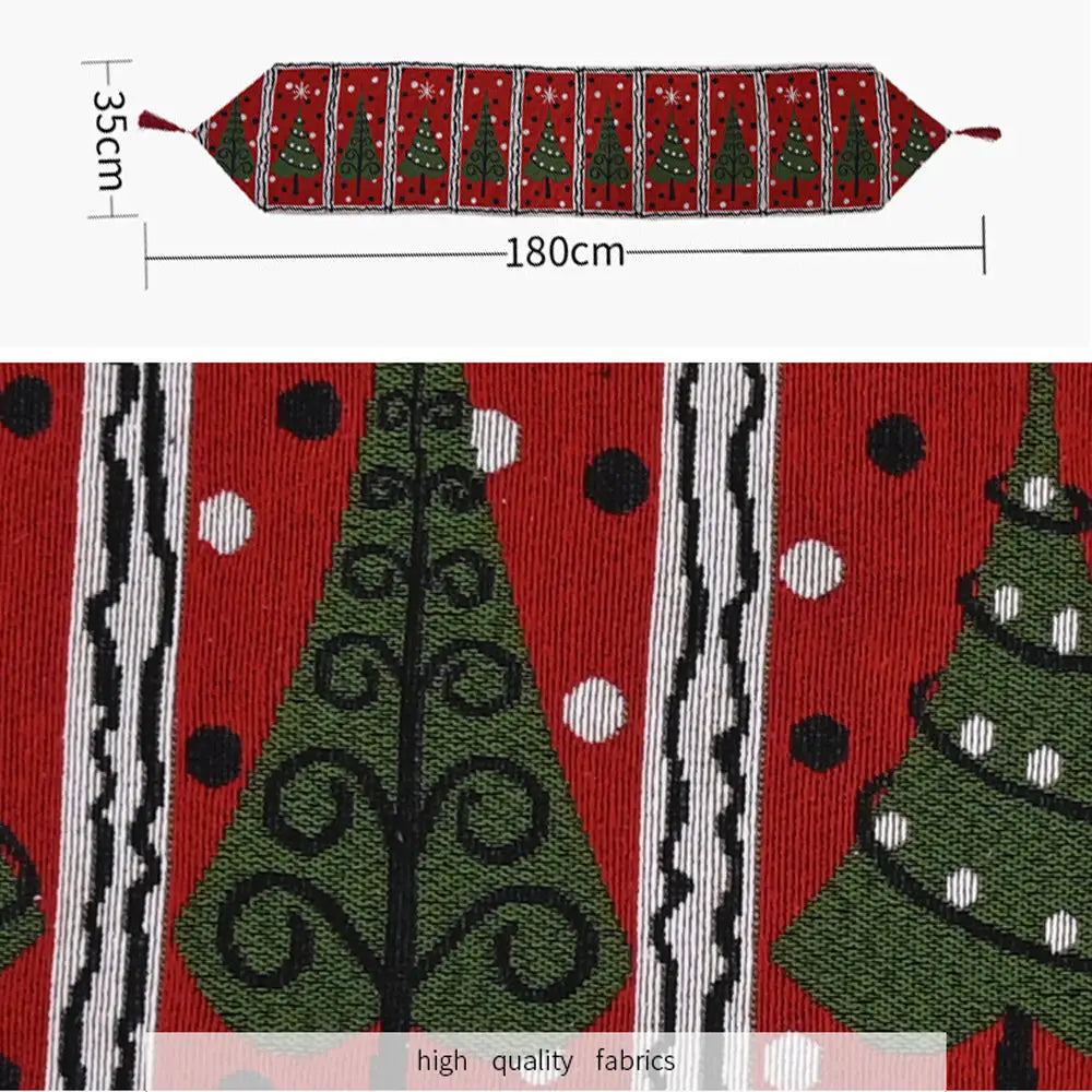 Christmas Table Runner thickened knitted Dining Tablecloth Xmas Party Decor(Elk) - Occasions > Christmas > Christmas