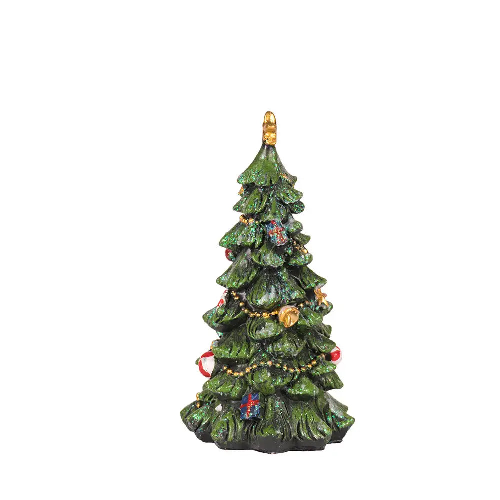 Christmas Tree Figurine - Festive Resin Decoration with Ornaments 17cm Holiday Decor - Occasions > Christmas >