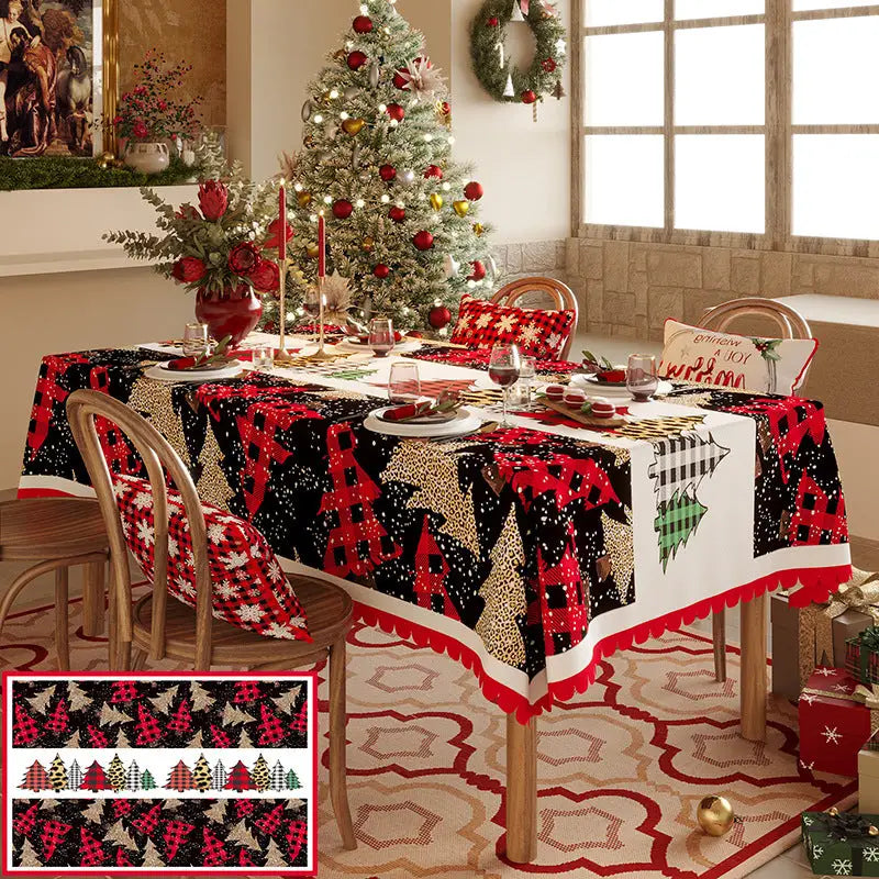 Christmas Tree Pattern Tablecloth - Festive Holiday Dining Table Cover 100*140cm - Occasions > Christmas > Christmas