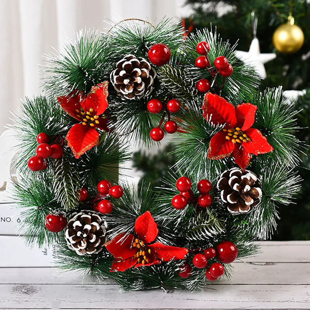 Christmas Wreath Door Garland Decoration Front Door Hanging Flowers Tree Decor(H1-2) - Occasions > Christmas >
