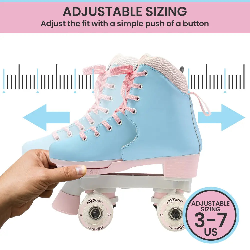 Circle Society Adjustable Kids Quad Roller Skates In Cotton Candy - Home & Garden > Pool & Accessories > Pool Toys &