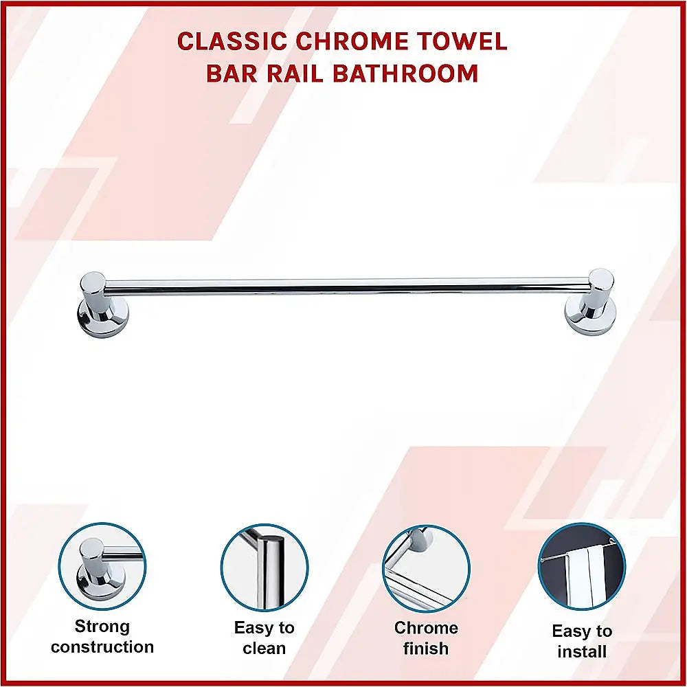 Classic Chrome Towel Bar Rail Bathroom - Home & Garden > DIY > Kitchen & Bathroom DIY