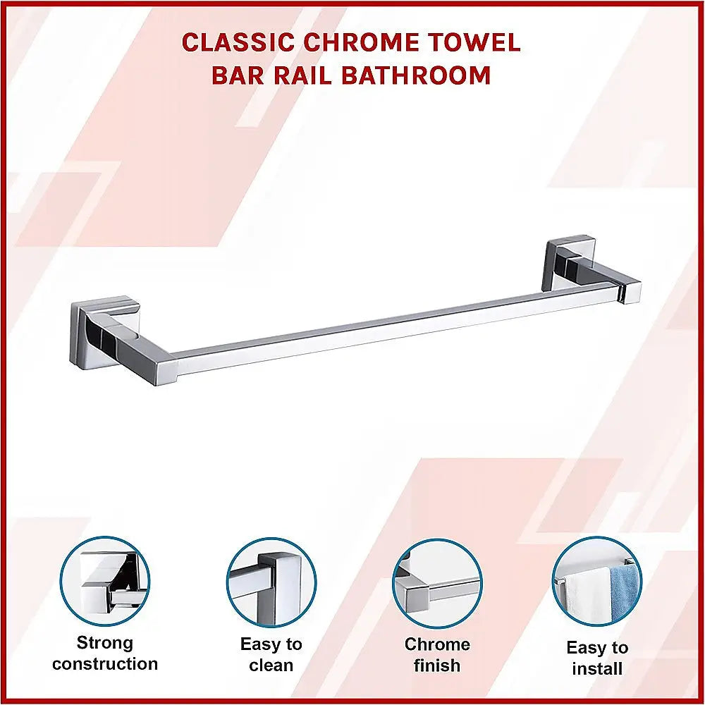 Classic Chrome Towel Bar Rail Bathroom - Home & Garden > DIY > Kitchen & Bathroom DIY