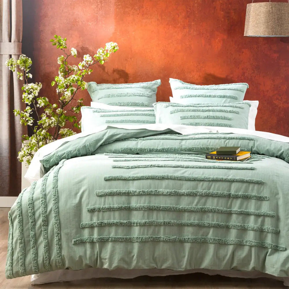 Classic Cotton Vintage Washed Tufted Sage European Pillowcase by Renee Taylor - Home & Garden > Bedding > Pillowcases