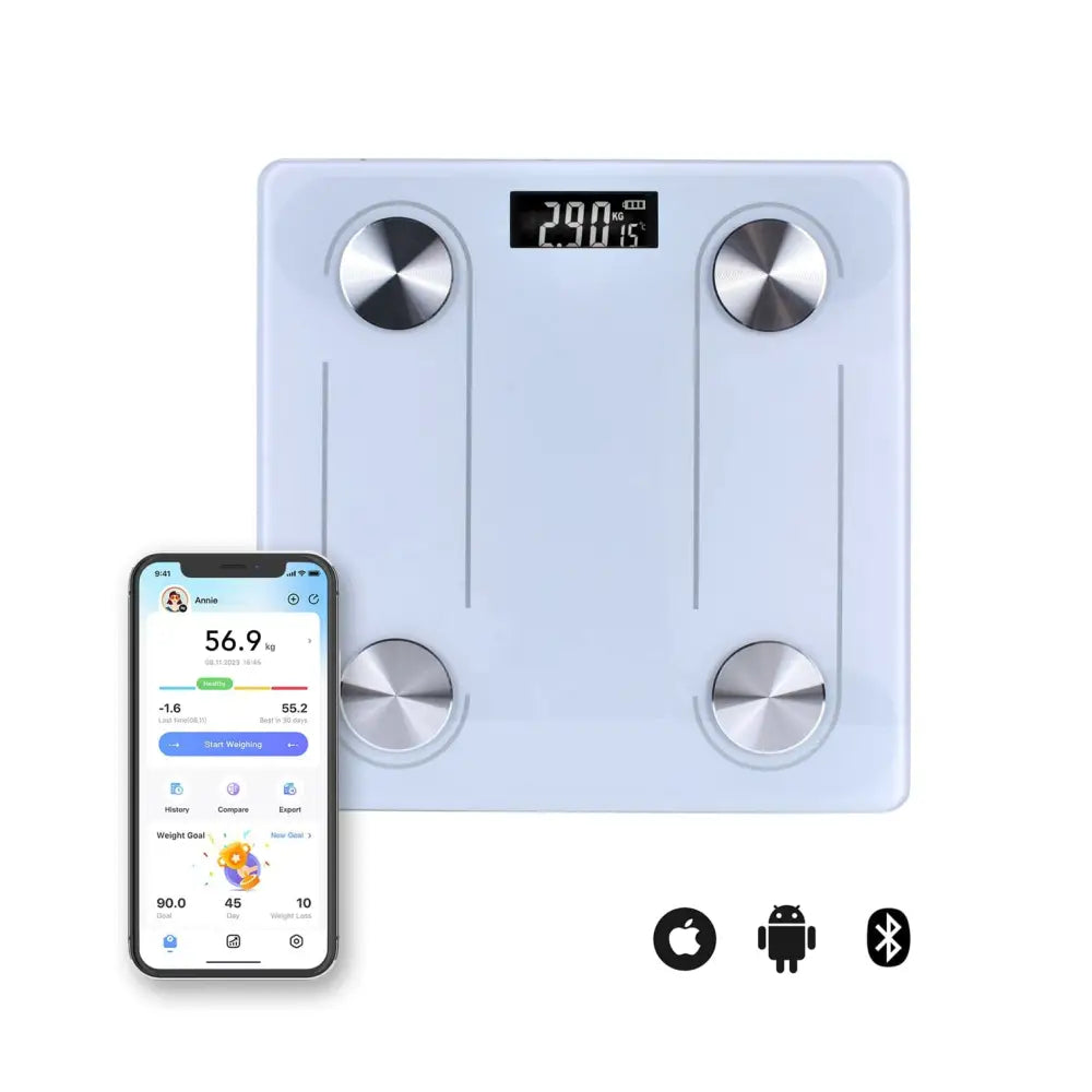 Clevinger Bluetooth Smart Digital Glass Bathroom Scale Max Capacity 180KG - Home & Garden > Scales > Bathroom Scales