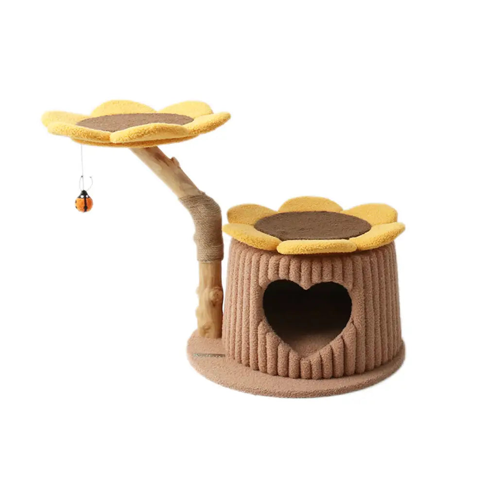 CMISSTREE Heart Shaped Cat House With Sunflower Cat Tree - Pet Care > Toys > Cat Toys