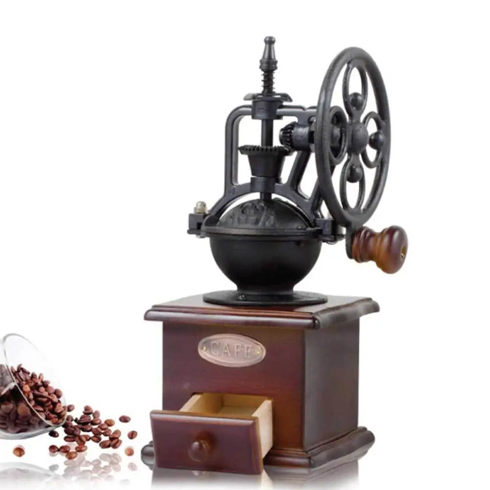 Coffee Bean Grinder - Vintage Retro Manual Wood Hand Wheel Nut Mill - Appliances > Kitchen Appliances