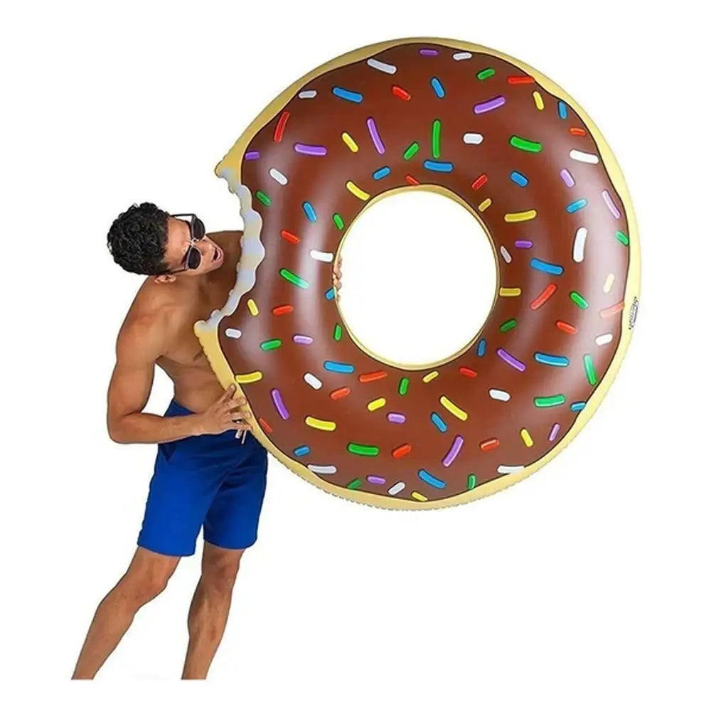 Coffee Inflatable Giant Donut Raft Swim Ring Float Swimming Pool Beach Lounge Pink Coff 120CM - Home & Garden > Pool &