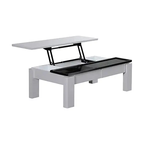 Coffee Table High Gloss Finish Lift Up Top MDF Black & White Colour Interior Storage - Furniture > Living Room
