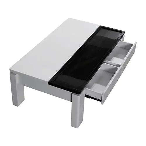 Coffee Table High Gloss Finish Lift Up Top MDF Black & White Colour Interior Storage - Furniture > Living Room