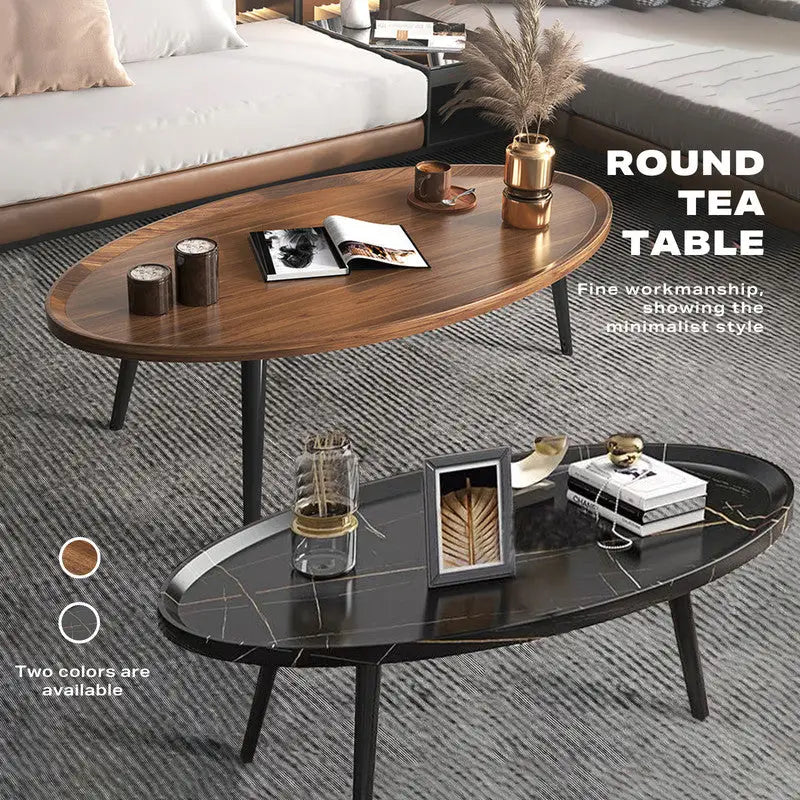 Coffee Table Living Room Accent Oval Table Contemporary Style Leisure Tea Table - Furniture > Bar Stools & Chairs > Arm
