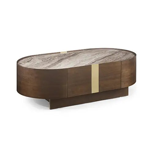 Coffee Table MDF Board Melamine Interior Ample Storage in Dark Walnut colour - Furniture > Living Room > Coffee Tables